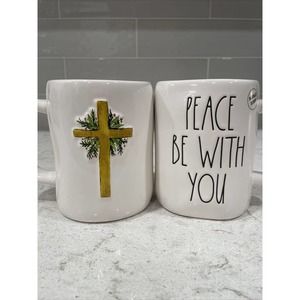 PEACE BE WITH YOU Cross Double Sided Mug Christmas Rae Dunn Holiday 2023 NEW